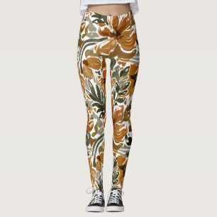 Autumn Floral Rustic Pattern  Leggings