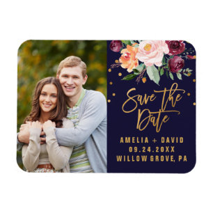 Autumn Floral Save the Date Photo Magnet