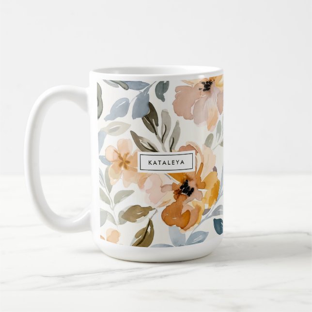 Autumn Floral Scented Soft Pastel Coffee Mug (Left)