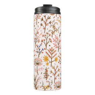Autumn Floral Seamless Pattern. Doodle Plants, Bra Thermal Tumbler