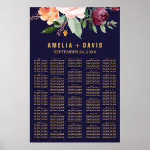 Autumn Floral Seating Chart (200+ Guests)