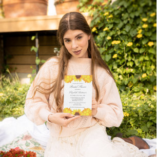 Autumn Floral Sunflower Bridal Shower Invitation