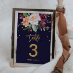 Autumn Floral Table Number<br><div class="desc">This autumn floral table number card is perfect for a fall wedding. The design features a stunning bouquet of blush, orange peach, and marsala burgundy flowers with faux gold foil typography and confetti. The card prints on the front and back (double-sided). Add each table number that you need to your...</div>
