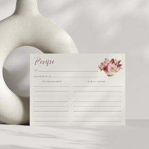 Autumn Floral Teacup Bridal Shower Recipe Card