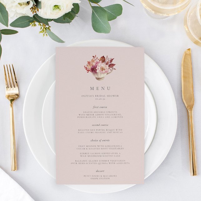 Autumn Floral Teacup Fall Bridal Shower Menu (Creator Uploaded)