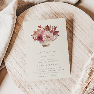 Autumn Floral Teacup Fall Bridal Shower Tea Invitation