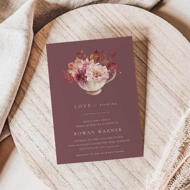 Autumn Floral Teacup Fall Bridal Shower Tea Invitation (Creator Uploaded)