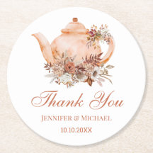Autumn Floral Teapot Wedding Favour Thank You