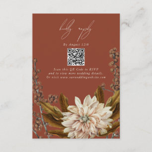 Autumn Floral Terracotta Fall Wedding QR Code Enclosure Card