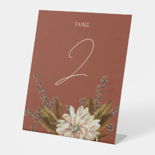 Autumn Floral Terracotta Watercolor Fall Wedding Pedestal Sign