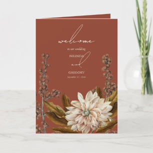 Autumn Floral Terracotta Watercolor Fall Wedding Programme