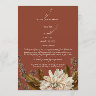 Autumn Floral Terracotta Wedding Itinerary Programme