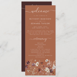 Autumn Floral Terracotta Wedding Programme