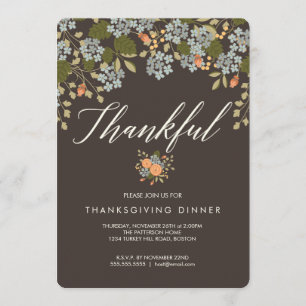 Autumn Floral Thanksgiving Dinner Invitation