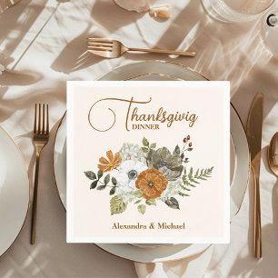 Autumn Floral Thanksgiving Dinner Napkin