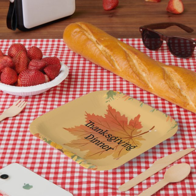 Autumn Floral Thanksgiving Dinner Paper Plate (Picnic)