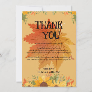 Autumn Floral Thanksgiving Dinner Thank You Card