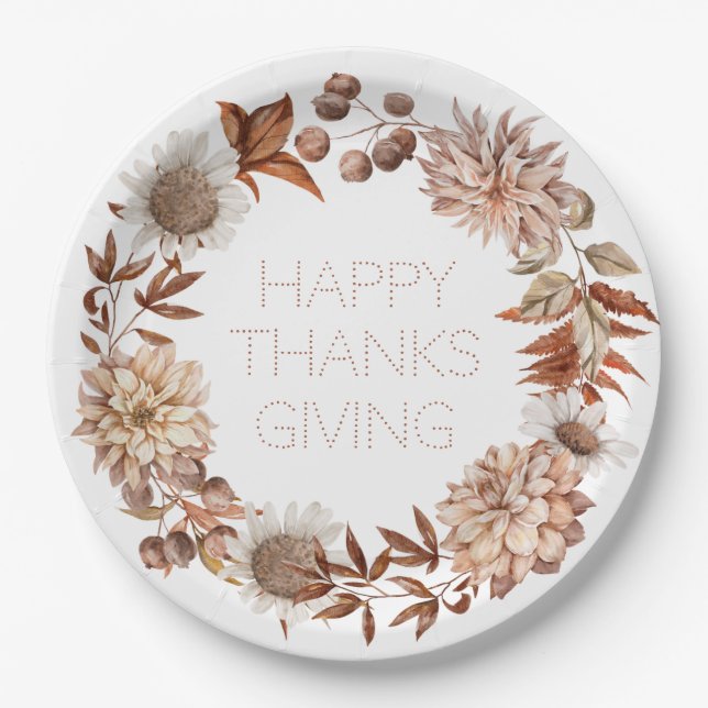 Autumn Floral Thanksgiving Plates (Front)