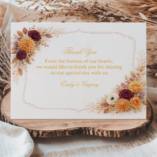 Autumn Floral Warm Appreciation Thank You Card