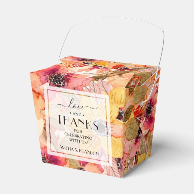 Autumn Floral Watercolor Collage Favour Box (Front Side)