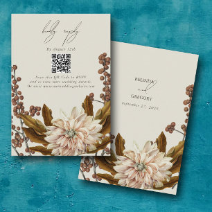 Autumn Floral Watercolor Fall Wedding QR Code Enclosure Card