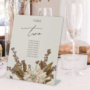 Autumn Floral Watercolor Fall Wedding Table Number Pedestal Sign