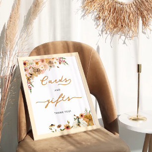 Autumn Floral Watercolor Pumpkin Cards and Gifts Poster