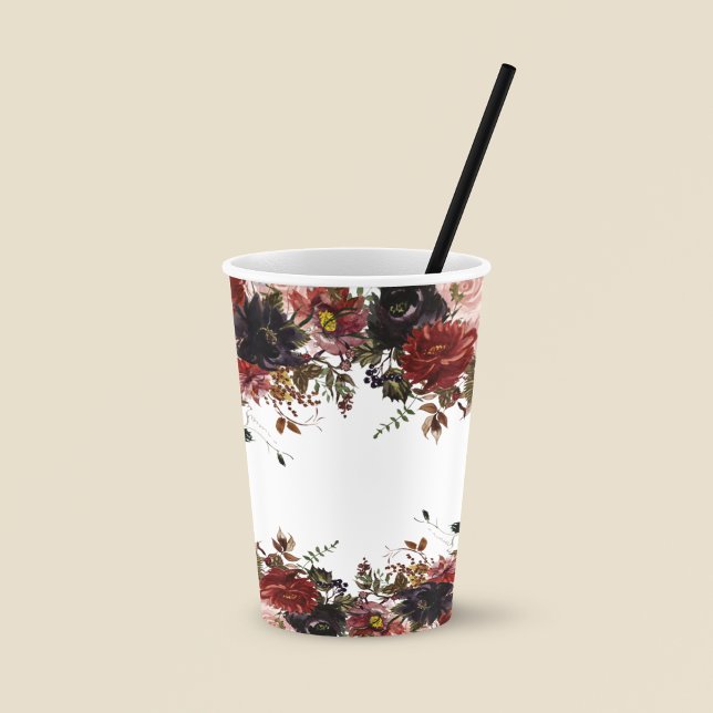 Autumn Floral Watercolor Rose Flowers  Paper Cups (Creator Uploaded)