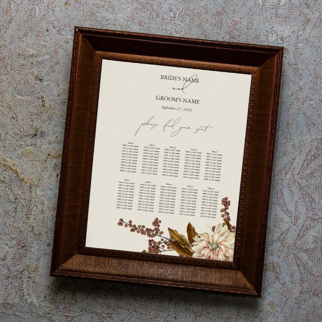 Autumn Floral Watercolor Seating Chart (Autumn Floral Watercolor Seating Chart)