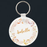 Autumn Floral Watercolor Wreath Boho Personalised  Key Ring<br><div class="desc">Carry a touch of autumn beauty wherever you go with this elegant floral wreath keychain, featuring a delicate watercolor botanical design in warm, earthy tones. The centre showcases a customisable name in a stylish script font, making it a perfect personalised accessory or a thoughtful gift for birthdays, weddings, or bridal...</div>