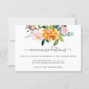 Autumn Floral Wedding Accommodation Card