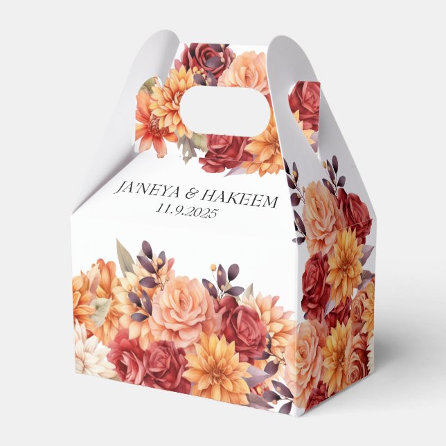 Autumn Floral Wedding Favour Box (Front Side)