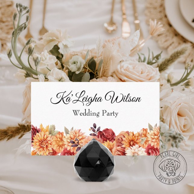 Autumn Floral Wedding Flat Place Card (Creator Uploaded)