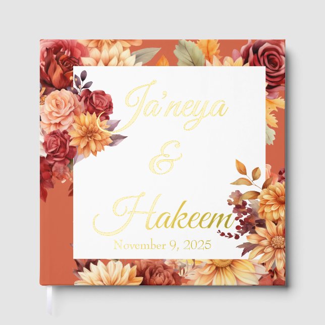 Autumn Floral Wedding Guest Book (Front)