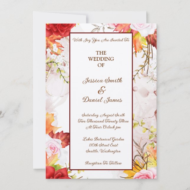 Autumn Floral Wedding Invitation (Front)