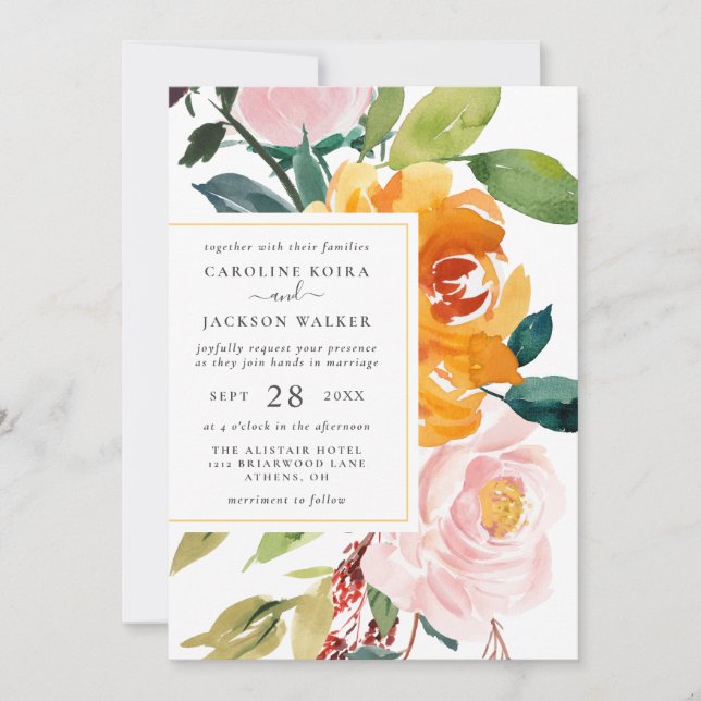 Autumn Floral Wedding Invitation (Front)