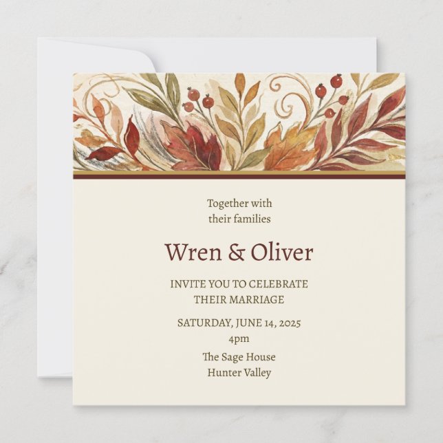 Autumn Floral Wedding Invitation (Front)