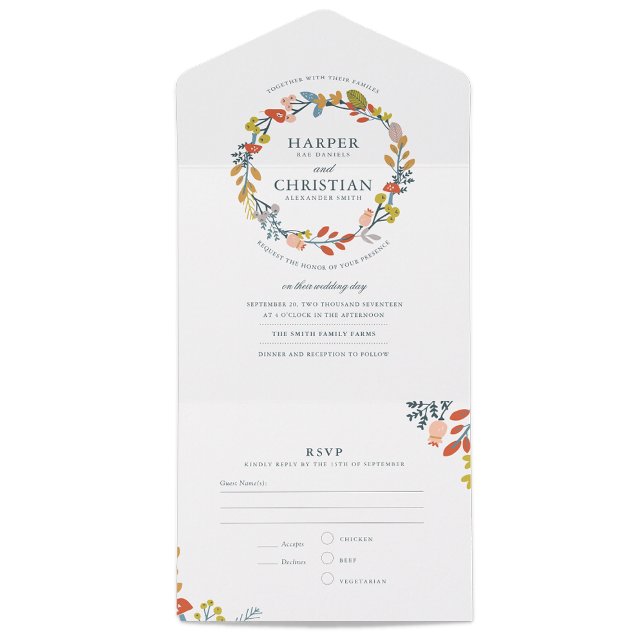 Autumn Floral Wedding Invitation With RSVP Card (Creator Uploaded)