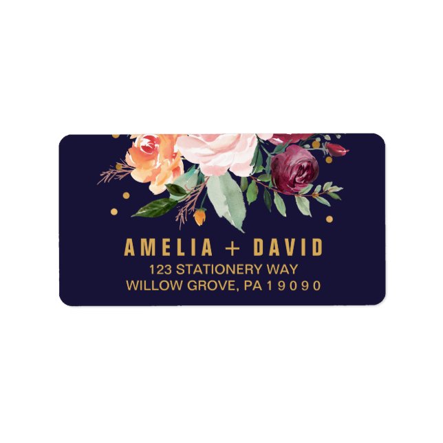 Autumn Floral Wedding Label (Front)