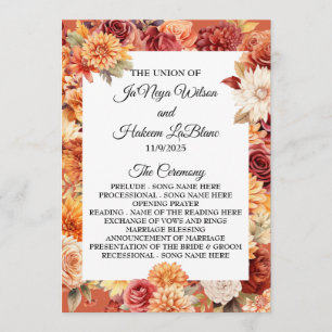 Autumn Floral Wedding Program Programme