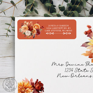 Autumn Floral Wedding Return Address Label