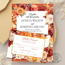 Autumn Floral Wedding RSVP Card