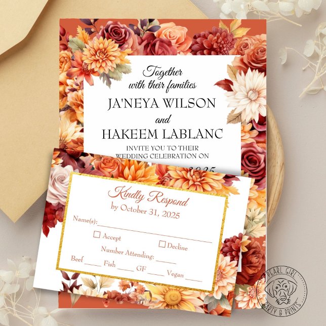 Autumn Floral Wedding RSVP Card (Creator Uploaded)