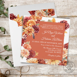 Autumn Floral Wedding Square Envelope