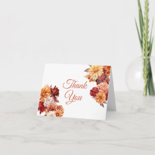Autumn Floral Wedding Thank You Card
