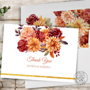 Autumn Floral Wedding Thank You Card