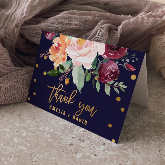 Autumn Floral Wedding Thank You Card (Creator Uploaded)