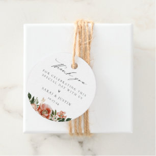 Autumn Floral Wedding Thank You Favour Tags