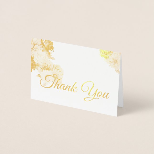 Autumn Floral Wedding Thank You Foil Card (Front)