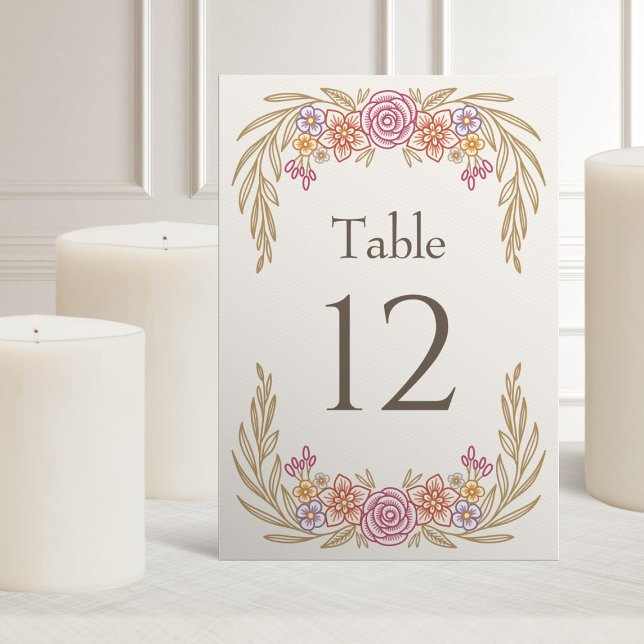 Autumn Floral Wildflowers Wedding Table Number (Creator Uploaded)